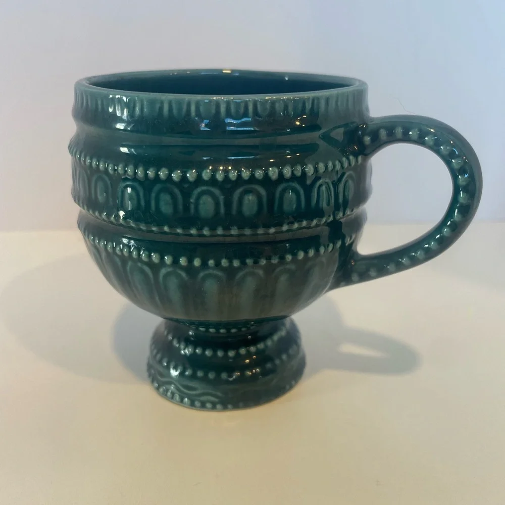 Vintage Royal Sealy Japan Mid Century Modern 1970s Blue/Teal Rare Tea Cup Mug‎